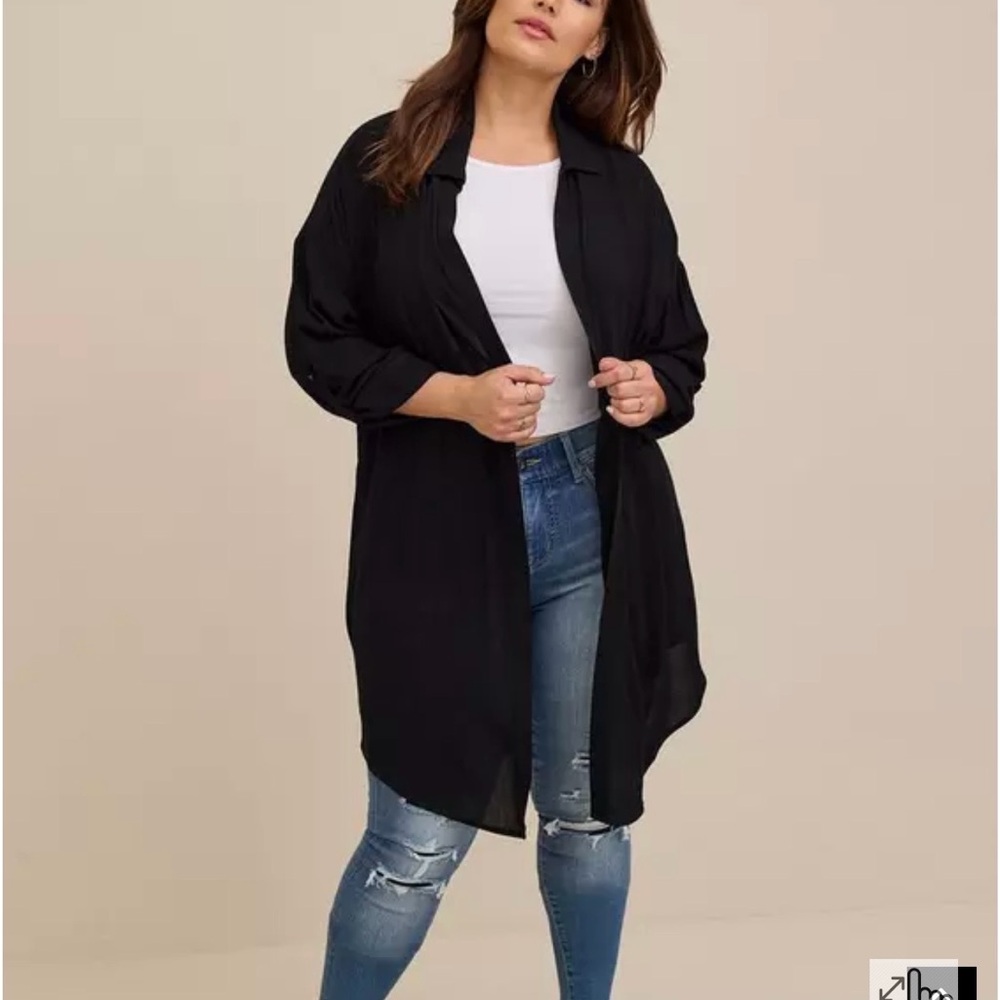 Torrid Black Open-Front Cardigan